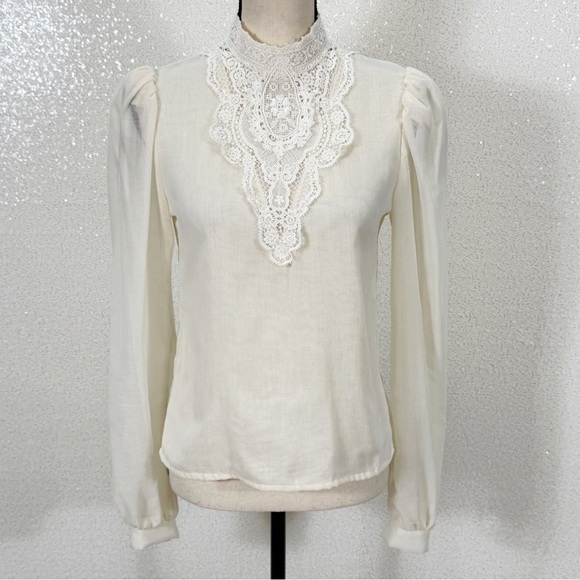 Gunne Sax Tops - Vintage Jessica McClintock Gunne Sax Ivory Lace Victorian Prairie Blouse Size 7